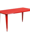 Flash Furniture Commercial Grade 31.5" x 63" Rectangular Red Metal Indoor-Outdoor Table Set with 6 Arm Chairs
