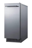 Summit Appliance BIM68OSGDR 15" Wide 62 lbs Built-in Undercounter Commercially Listed Indoor/Outdoor Clear Icemaker with Gravity Drain and Complete Stainless Steel Exterior Finish