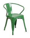 Flash Furniture Commercial Grade 23.75" Square Green Metal Indoor-Outdoor Table Set with 2 Arm Chairs