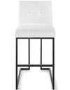 Modway Privy Black Stainless Steel Upholstered Fabric Bar Stool, White