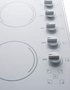 Summit Appliance CR5B274W 27" Wide 230V 5-Burner Radiant Cooktop in Smooth White Ceramic Glass Surface, Stainless Steel Trim, Push-to-turn Knobs, Indicator Lights, E.G.O. Burners