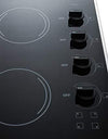 Summit Appliance CR425BL 24" Wide Four-Burner 230V Radiant Cooktop in Smooth Black Ceramic Glass Surface with One Large 8" Element and Three Standard Elements, Push-to-turn Knobs, Indicator Lights