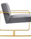 Modway Astute Glam Deco Performance Velvet Upholstered Accent Lounge Arm Chair Gold Stainless Steel Frame in Gray