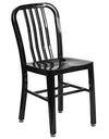 Flash Furniture Commercial Grade 24" Round Black Metal Indoor-Outdoor Table Set with 2 Vertical Slat Back Chairs