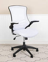 Flash Furniture Mid-Back White Mesh Swivel Ergonomic Task Office Chair with Flip-Up Arms