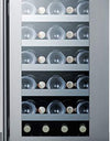 Summit Appliance CL18WC 18" Wide Built-in Wine Cellar with Seamless Stainless Steel Trimmed Glass Door and Black Cabinet, Digital Thermostat, Automatic Defrost, Professional Handle