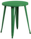 Flash Furniture Commercial Grade 24" Round Green Metal Indoor-Outdoor Table Set with 4 Vertical Slat Back Chairs
