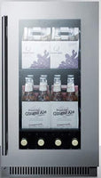 Summit Appliance CL181WBV 18" Wide Built-in Beverage Center with Seamless Stainless Steel Trimmed Glass Door and Black Cabinet, Digital Display, Digital Thermostat, Automatic Defrost