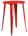 Flash Furniture Commercial Grade 30" Round Red Metal Indoor-Outdoor Bar Table Set with 2 Square Seat Backless Stools