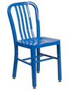Flash Furniture Commercial Grade 24" Round Blue Metal Indoor-Outdoor Table Set with 2 Vertical Slat Back Chairs