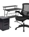 Flash Furniture Work From Home Kit - Black Computer Desk, Ergonomic Mesh Office Chair and Locking Mobile Filing Cabinet with Inset Handles