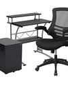 Flash Furniture Work From Home Kit - Black Computer Desk, Ergonomic Mesh Office Chair and Locking Mobile Filing Cabinet with Side Handles