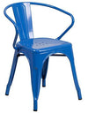 Flash Furniture Commercial Grade 24" Round Blue Metal Indoor-Outdoor Table Set with 4 Arm Chairs