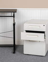 Flash Furniture Ergonomic 3-Drawer Mobile Locking Filing Cabinet with Anti-Tilt Mechanism and Hanging Drawer for Legal & Letter Files, White