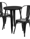 Flash Furniture Commercial Grade 24" Round Black Metal Indoor-Outdoor Table Set with 2 Cafe Chairs