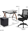 Flash Furniture Work From Home Kit - Glass Desk with Keyboard Tray, Ergonomic Mesh Office Chair and Filing Cabinet with Lock & Side Handles