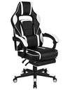 Flash Furniture Black Gaming Desk with Cup Holder/Headphone Hook/Monitor Stand & White Reclining Back/Arms Gaming Chair with Footrest
