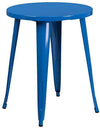 Flash Furniture Commercial Grade 24" Round Blue Metal Indoor-Outdoor Table Set with 2 Arm Chairs