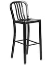 Flash Furniture Commercial Grade 24" Round Black Metal Indoor-Outdoor Bar Table Set with 4 Vertical Slat Back Stools