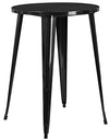 Flash Furniture Commercial Grade 30" Round Black Metal Indoor-Outdoor Bar Table Set with 2 Square Seat Backless Stools