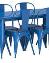 Flash Furniture Commercial Grade 31.5" x 63" Rectangular Blue Metal Indoor-Outdoor Table Set with 6 Stack Chairs