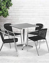 Flash Furniture 27.5'' Square Aluminum Indoor-Outdoor Table Set with 4 Black Rattan Chairs