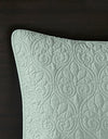 Madison Park Quebec Reversible Quilt Set Damask Design, Double Sided Stitching All Season, Lightweight Bedspread Bedding Set, Matching Sham, Seafoam, Full(96"x110") 3 Piece