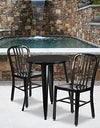 Flash Furniture Commercial Grade 24" Round Black Metal Indoor-Outdoor Table Set with 2 Vertical Slat Back Chairs