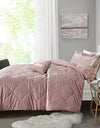 Intelligent Design Felicia Luxe Comforter Velvet Lush Double Sided Diamond Quilting, Modern All Season Bedding Set with Matching Sham, Decorative Pillow, Full/Queen(90"x90"), Blush 4 Piece