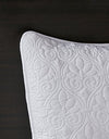 Madison Park Quebec Reversible Quilt Set Damask Design, Double Sided Stitching All Season, Lightweight Bedspread Bedding Set, Matching Sham, White, Full(96"x110") 3 Piece