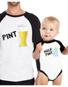 Pint Beer Half Pint Milk Dad and Baby Matching Black And White Baseball Shirts
