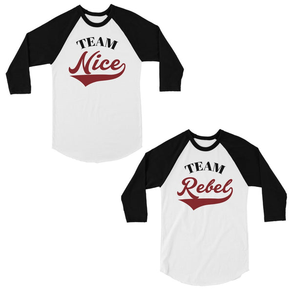 Team Nice Team Rebel Matching Baseball Shirts BFF Christmas Gift