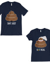 Poop Shit Got Real Matching Couple Gift Shirts Navy For Anniversary
