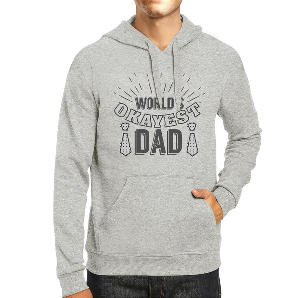 Worlds Okayest Dad Unisex Grey Hoodie For Dad Vintage Style Graphic