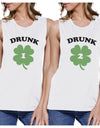 Drunk1 Drunk2 Womens White Muscle Top Marching T Shirt Patricks Day