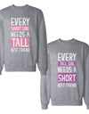 Every Tall And Short BF BFF Sweatshirts Cute Matching Sweat Shirts