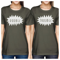 Double Trouble BFF Matching Dark Grey Shirts
