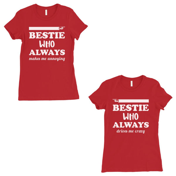 Bestie Always Womens Red BFF Matching T-Shirts Funny Christmas Gift