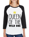 Wild One Crown Womens Black And White BaseBall Shirt