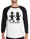 Must Have Coffee Zombies Mens Black And White BaseBall Shirt