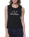 I Heart Mountains Womens Black Cute Graphic Crop Top Funny Design