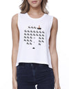 Pixel Game Santa And Rudolph Womens White Crop Top