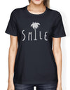 Smile Palm Tree Womens Navy Cotton Round Neck Tee Outfit For Summer