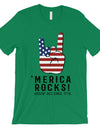 Merica Rocks T-Shirt Mens Veterans 4th of July Shirt Army Dad Gift