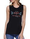 I Put The Riot In Patriotic Womens Black Muscle Top Funny Gift Idea