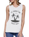 It's Summer Time Beach Party Womens White Muscle Top