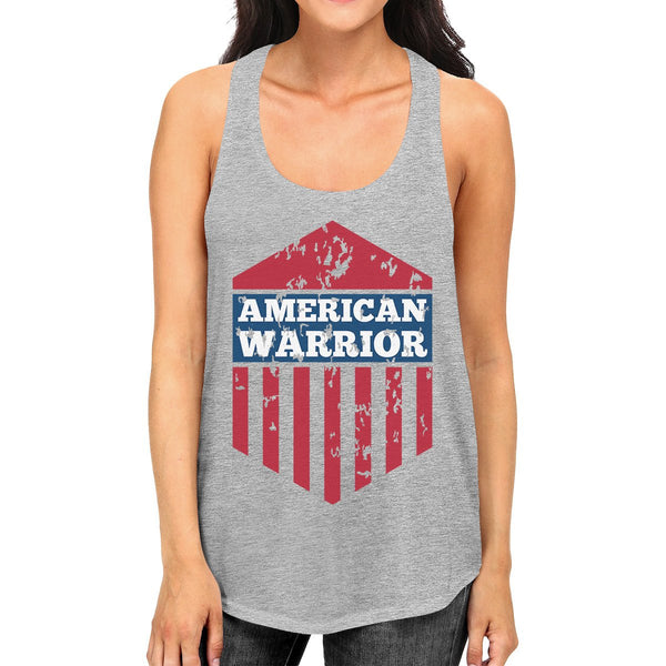 American Warrior Womens Gray Crewneck Graphic Tanks Gift For Her