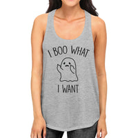 I Boo What I Want Ghost Womens Grey Tank Top