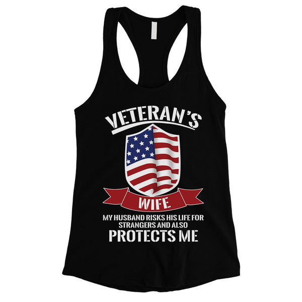 Veteran's Wife Shirt Womens Cute Graphic 4th of July Tank Top Gift