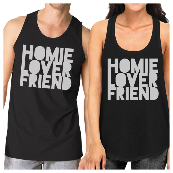 Homie Lover Friend Matching Couple Black Tank Tops